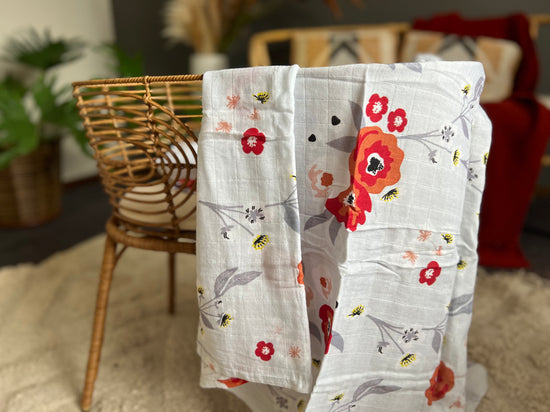 Poppies Pop - Designer Bamboo Cotton Swaddle